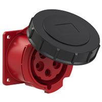 Pin and Sleeve Receptacle Outlet Devices 888-1370-NS IEC 60309 Panel Mount Recep Str, IP67, 30A 200-415V, 32A 220/380-240/415V, 6H, IEC 309 International Pin and Sleeve Devices 